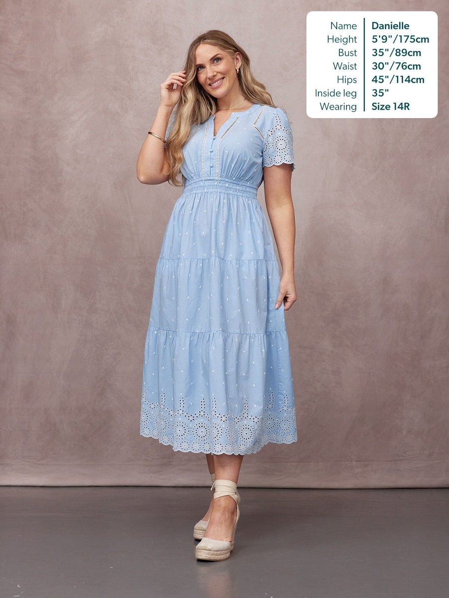Georgie Cotton Summer Dress - Blue/White