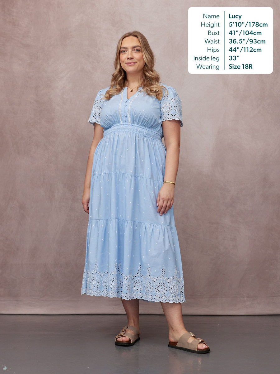 Georgie Cotton Summer Dress - Blue/White