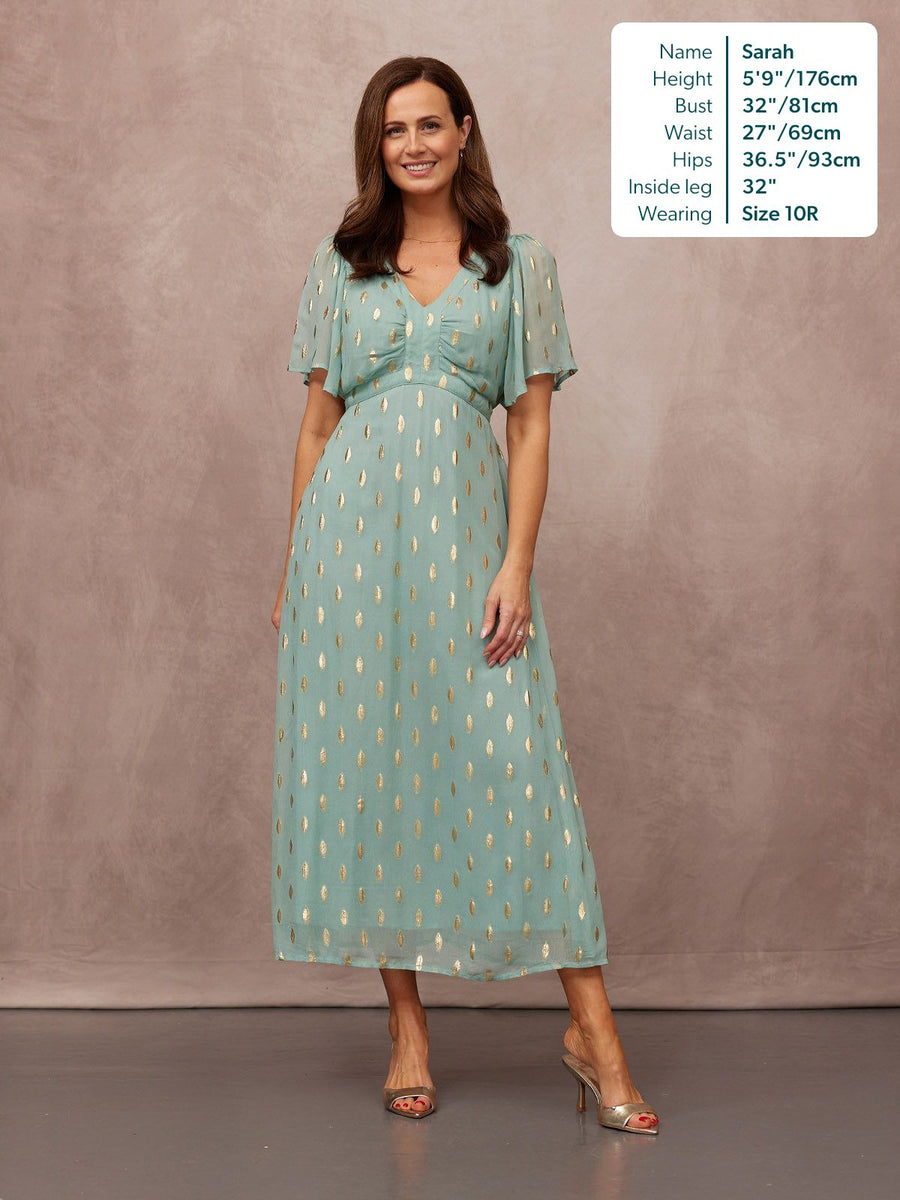 Helena Lurex Dress - Mint/Gold