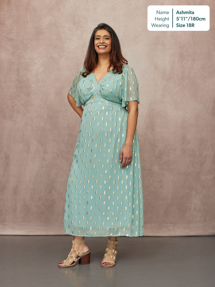 Helena Lurex Dress - Mint/Gold