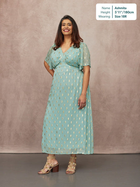 Helena Lurex Dress - Mint/Gold