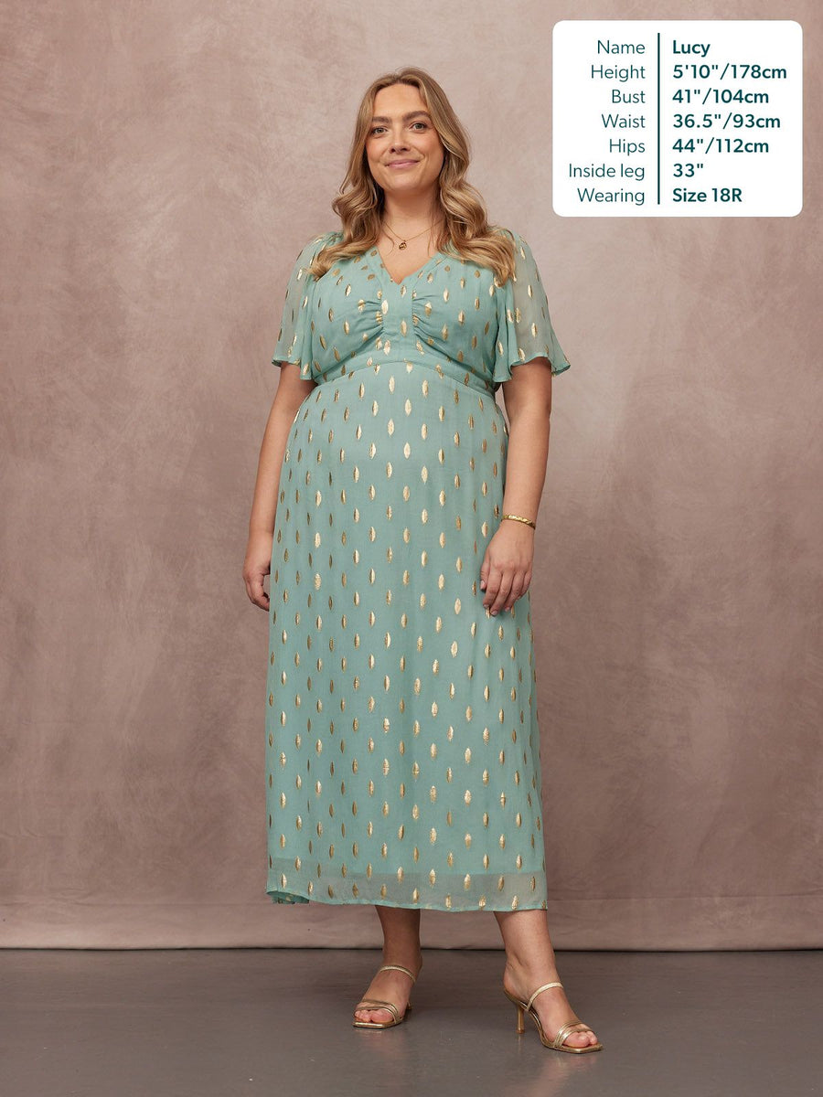 Helena Lurex Dress - Mint/Gold