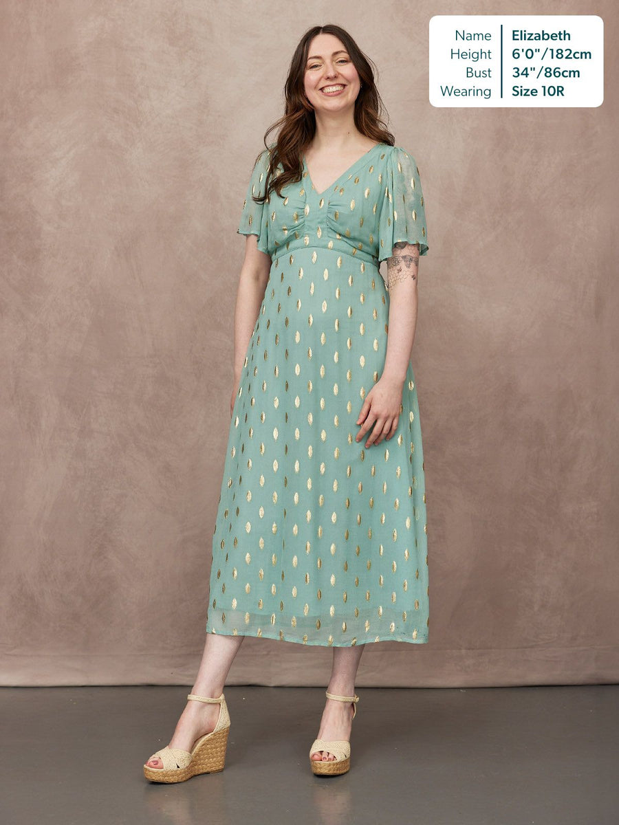 Helena Lurex Dress - Mint/Gold