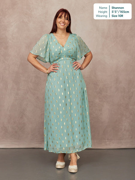 Helena Lurex Dress - Mint/Gold