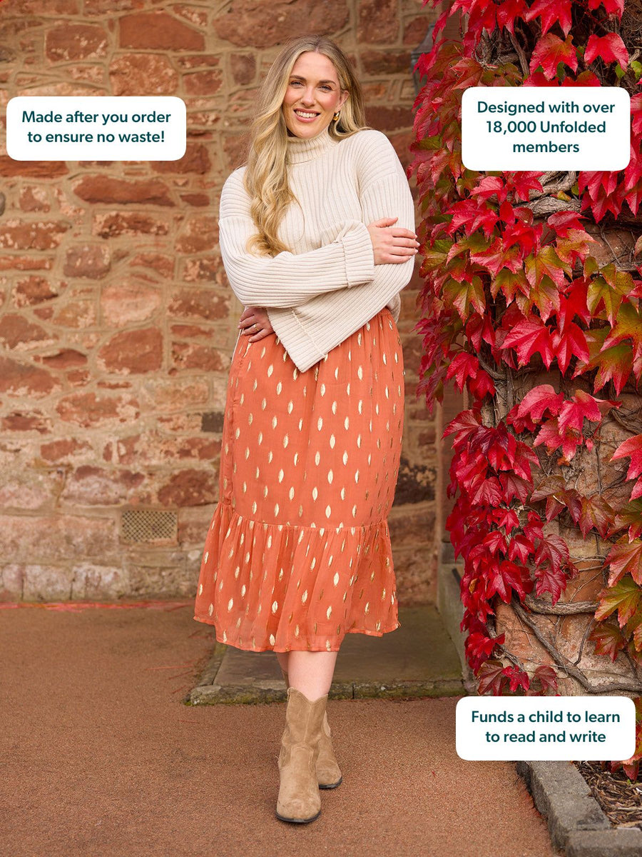 Stephanie Lurex Skirt - Cinnamon & Gold