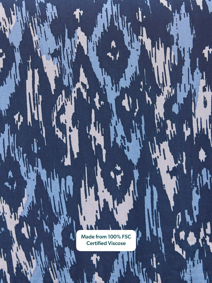 Kirsty Shirt Dress - Blue Ikat Print