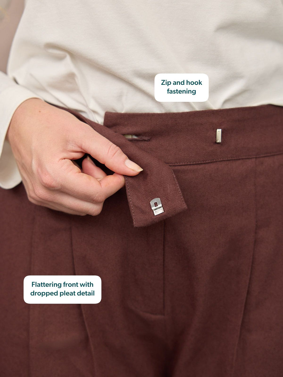 Lana Wide Leg Trouser - Plum Brown