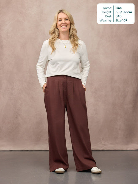 Lana Wide Leg Trouser - Plum Brown