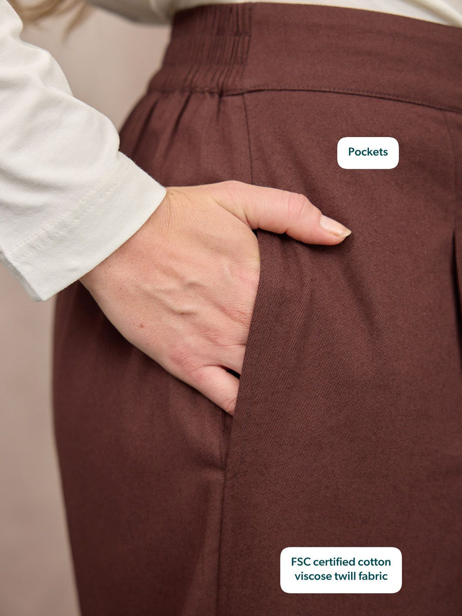 Lana Wide Leg Trouser - Plum Brown