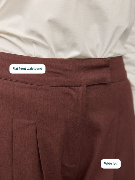 Lana Wide Leg Trouser - Plum Brown