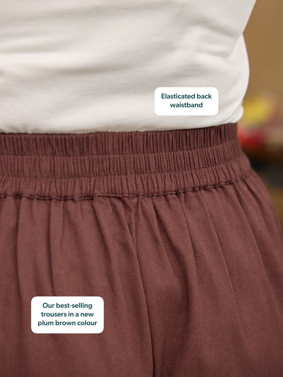 Lana Wide Leg Trouser - Plum Brown