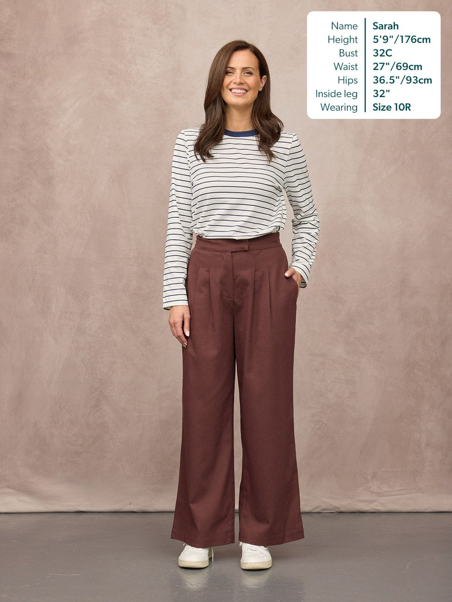 Lana Wide Leg Trouser - Plum Brown