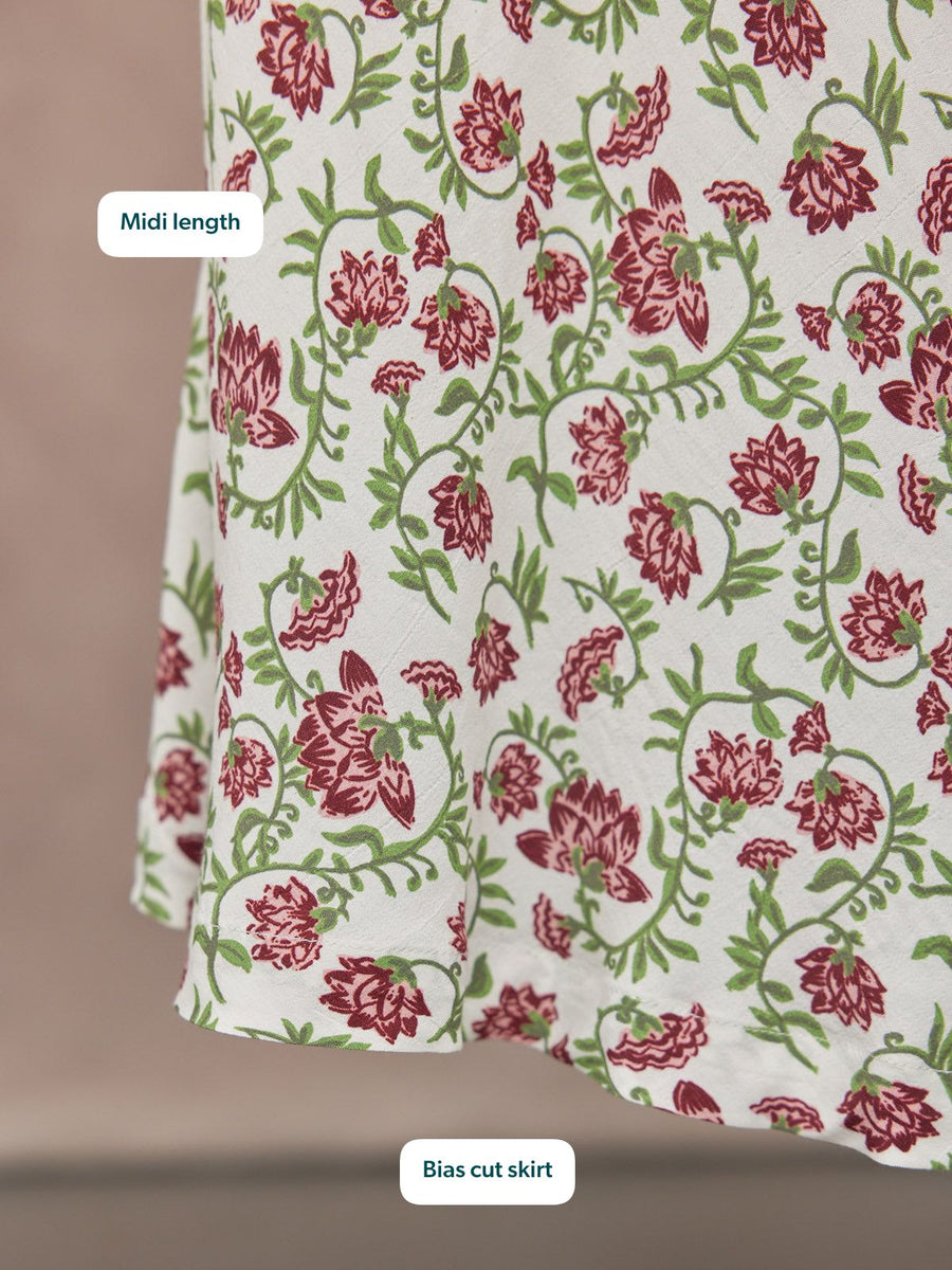 Linny Contrast Trim Dress - Pink Floral Print