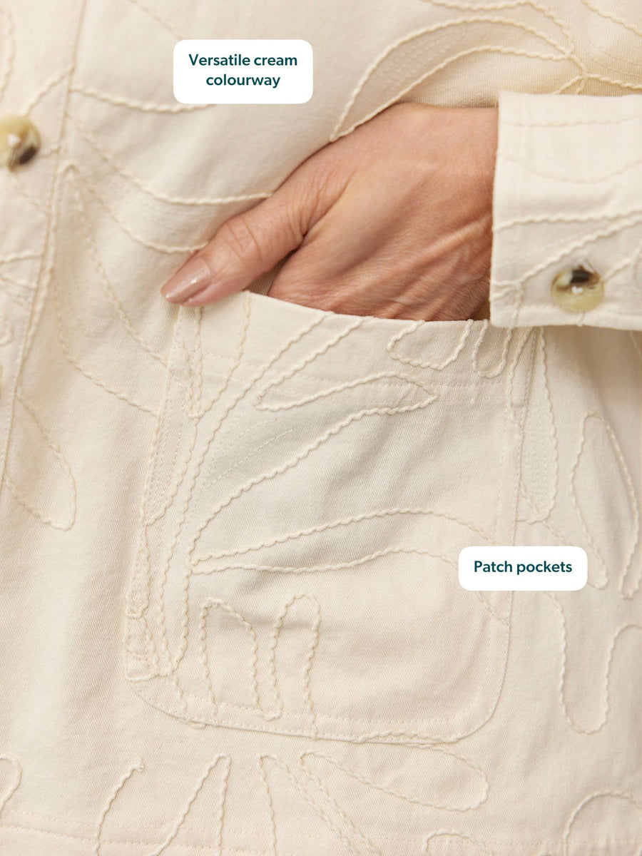 Lizzie Embroidered Summer Jacket - Cream
