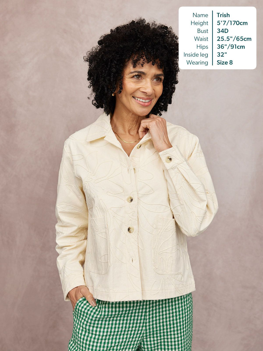 Lizzie Embroidered Summer Jacket - Cream