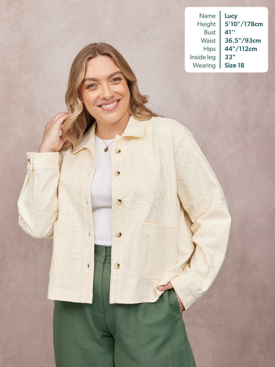 Lizzie Embroidered Summer Jacket - Cream
