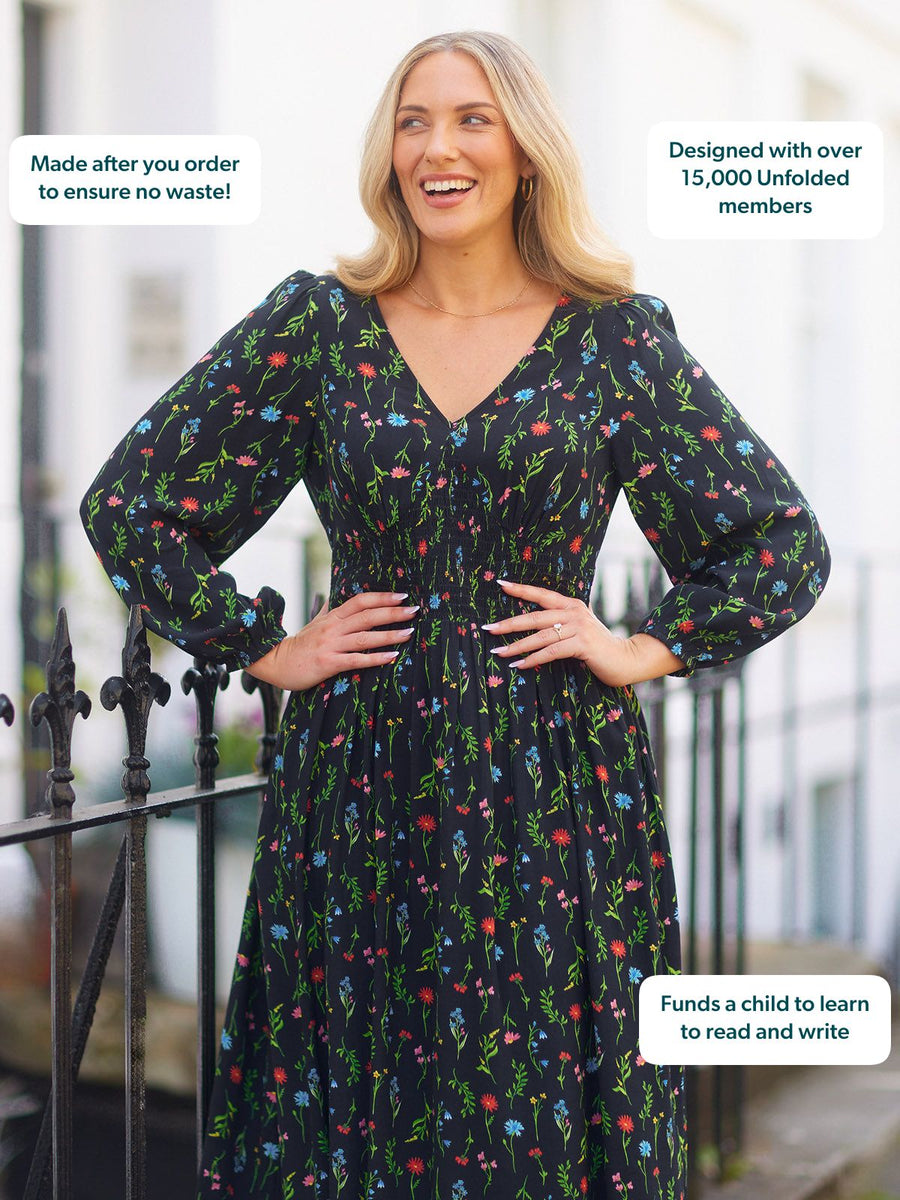 Maddie Dress - Black Floral