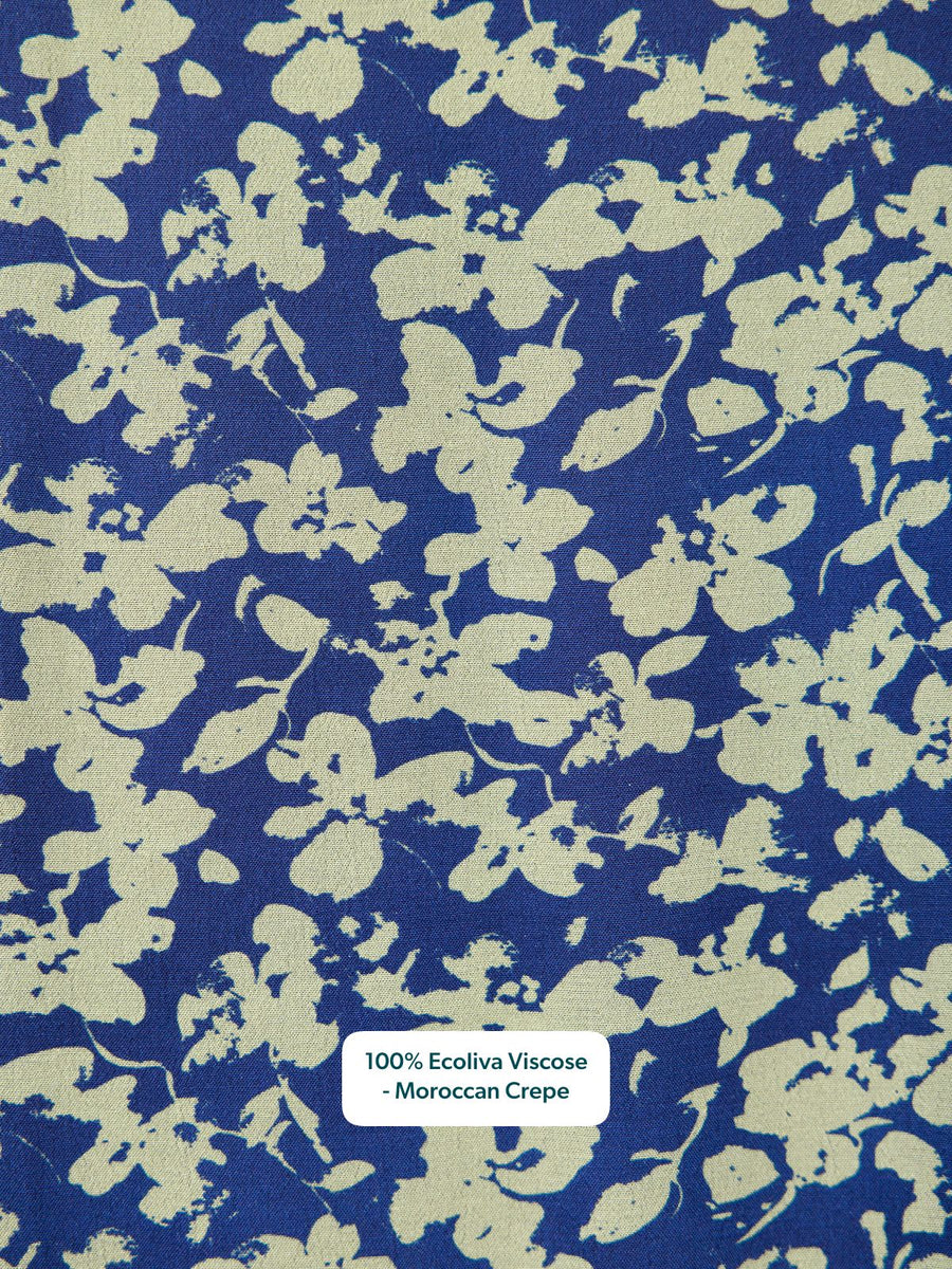 Maddie Long Sleeve Dress - Navy & Green Leaf Print