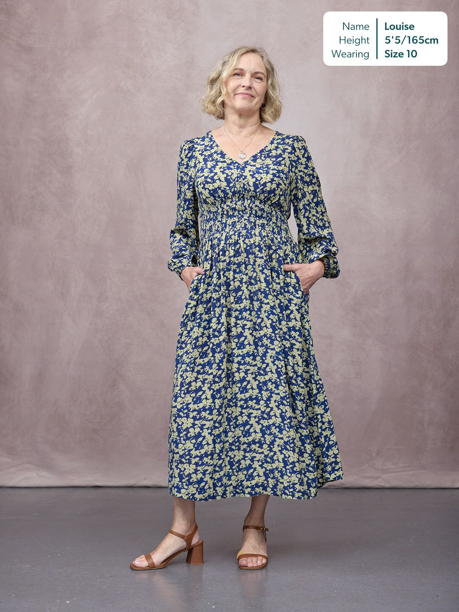 print dress long sleeve All-Over Midi Tailored yet feminine Maddie Long Sleeve Dress -