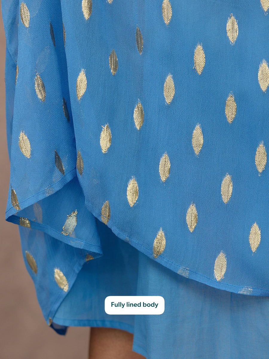 Maddie Long Sleeve Lurex Dress - Blue