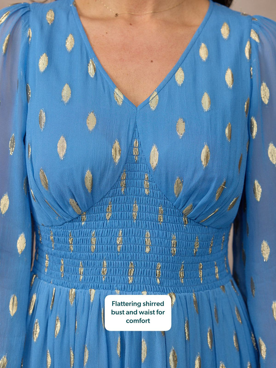 Maddie Long Sleeve Lurex Dress - Blue