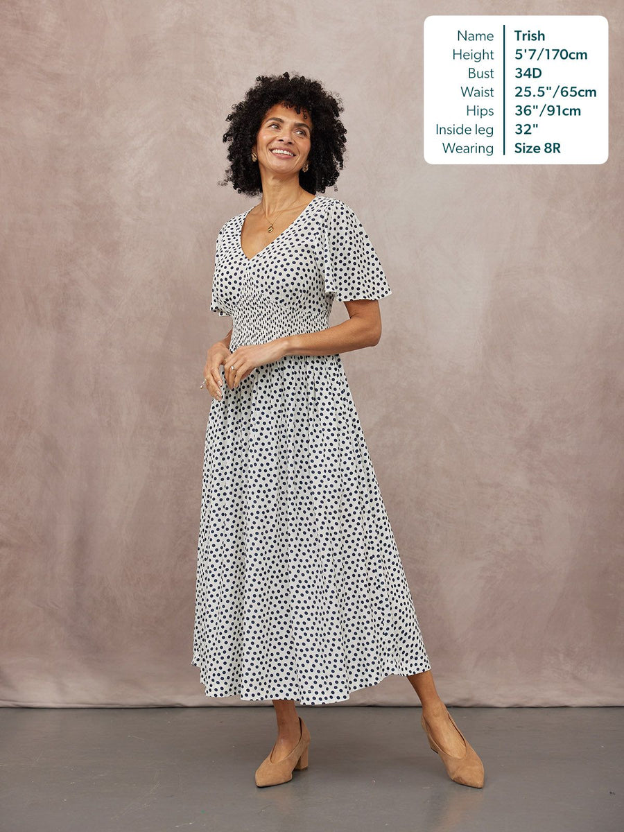 Maddie Short Sleeve Dress - Polka Dot Print This is Unfolded Maddie Short Sleeve Dress - Polka Dot Print This is Unfolded