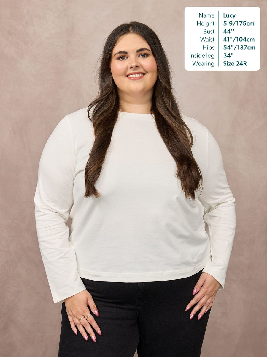 Wanda Long Sleeve Jersey Top - Off White