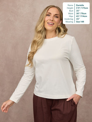 Wanda Long Sleeve Jersey Top - Off White