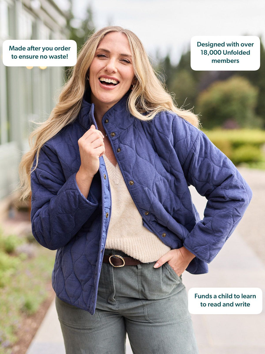 Nancy Quilted Cord Jacket - Blue