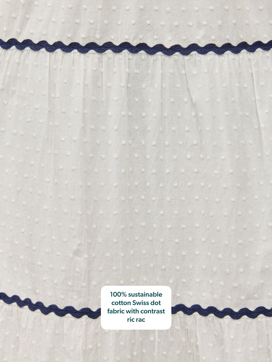 Nelly Ric Rac Dress - White & Navy