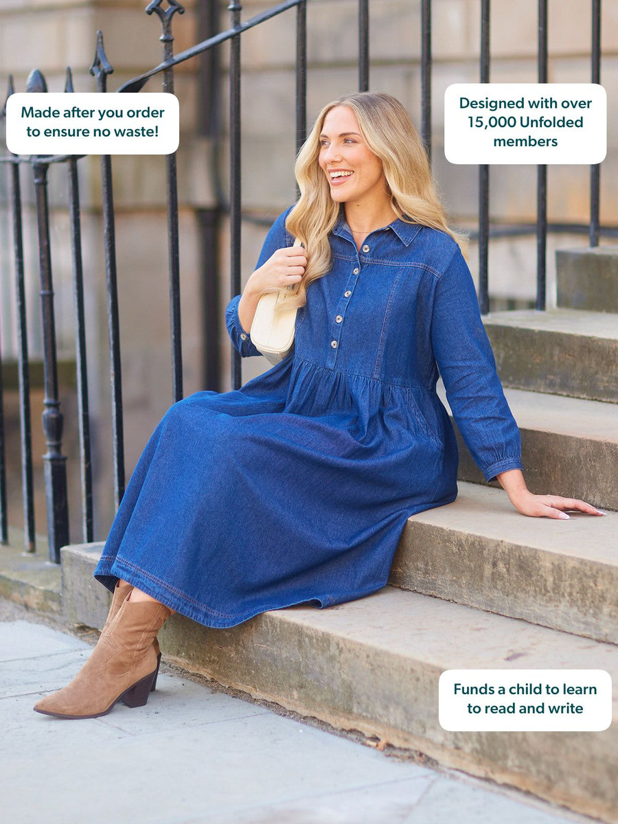 Daisie Denim Dress - Rhiona Long Sleeve