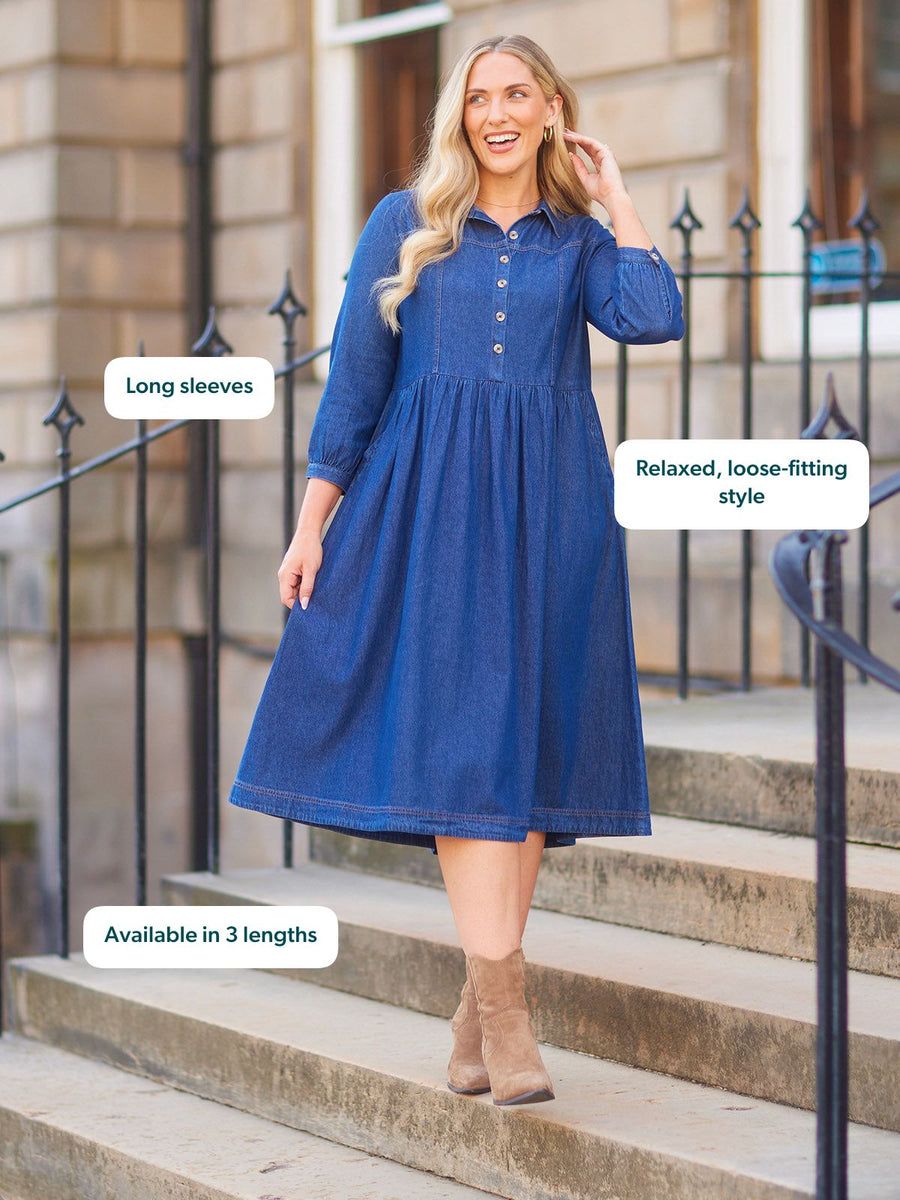Daisie Denim Dress - Rhiona Long Sleeve