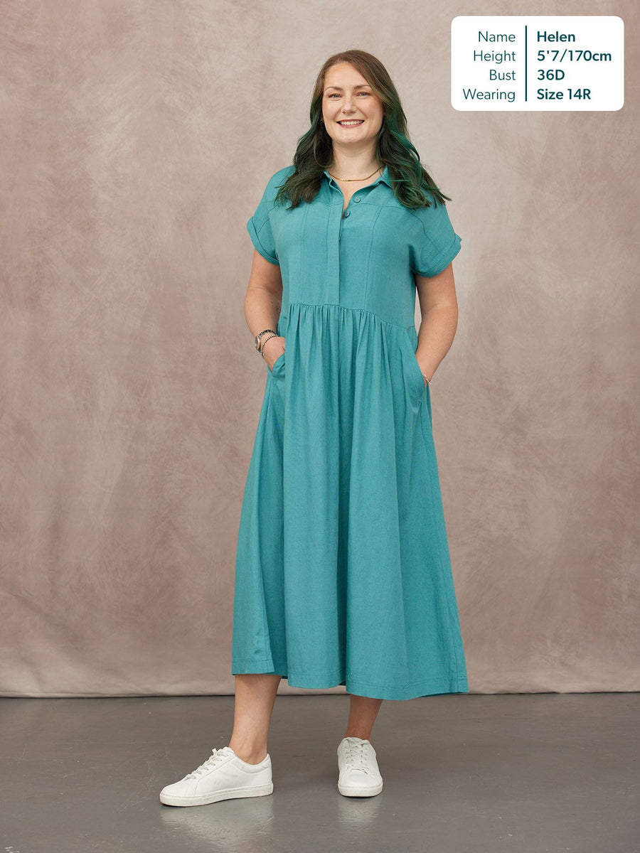 teal dress shirt Rhiona Linen Shirt Dress