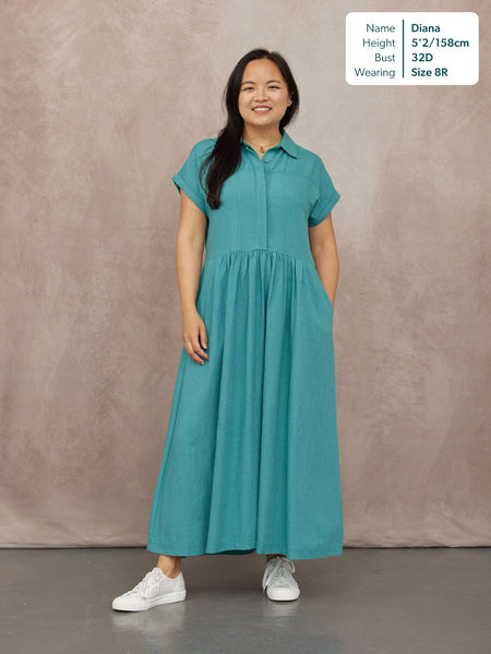 Rhiona Linen Shirt Dress - Teal