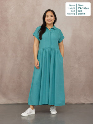Rhiona Linen Shirt Dress - Teal