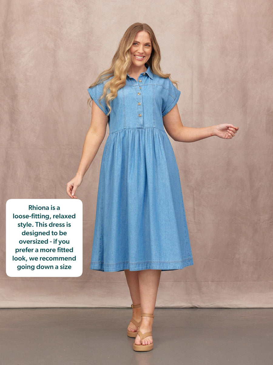 Rhiona Shirt Dress - Mid Wash Denim