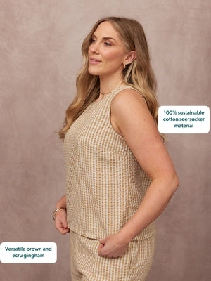 Ruby Tank Top - Brown Gingham