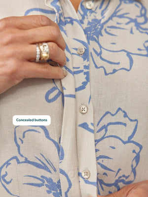 Sue Printed Linen Mix Shirt - Blue Floral