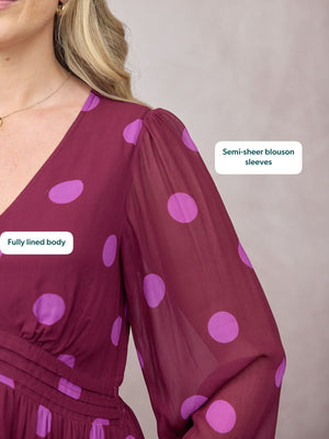 Connie Georgette Dress - Purple Spot Print