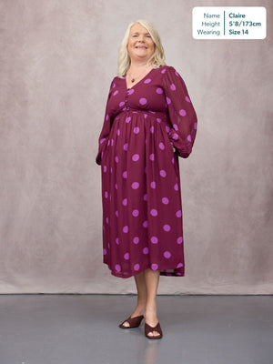 Connie Georgette Dress - Purple Spot Print