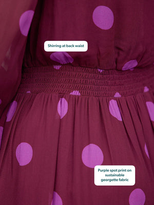 Connie Georgette Dress - Purple Spot Print