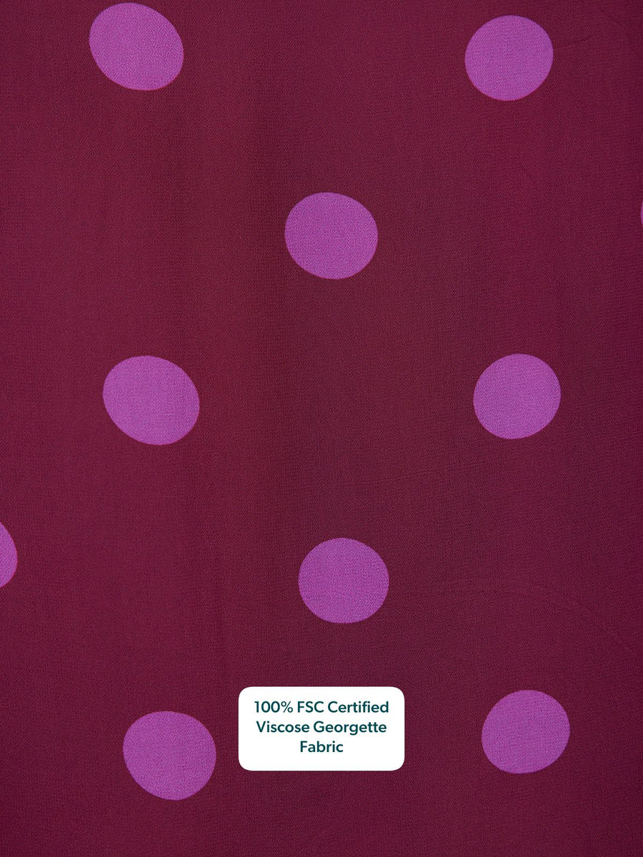 Connie Georgette Dress - Purple Spot Print