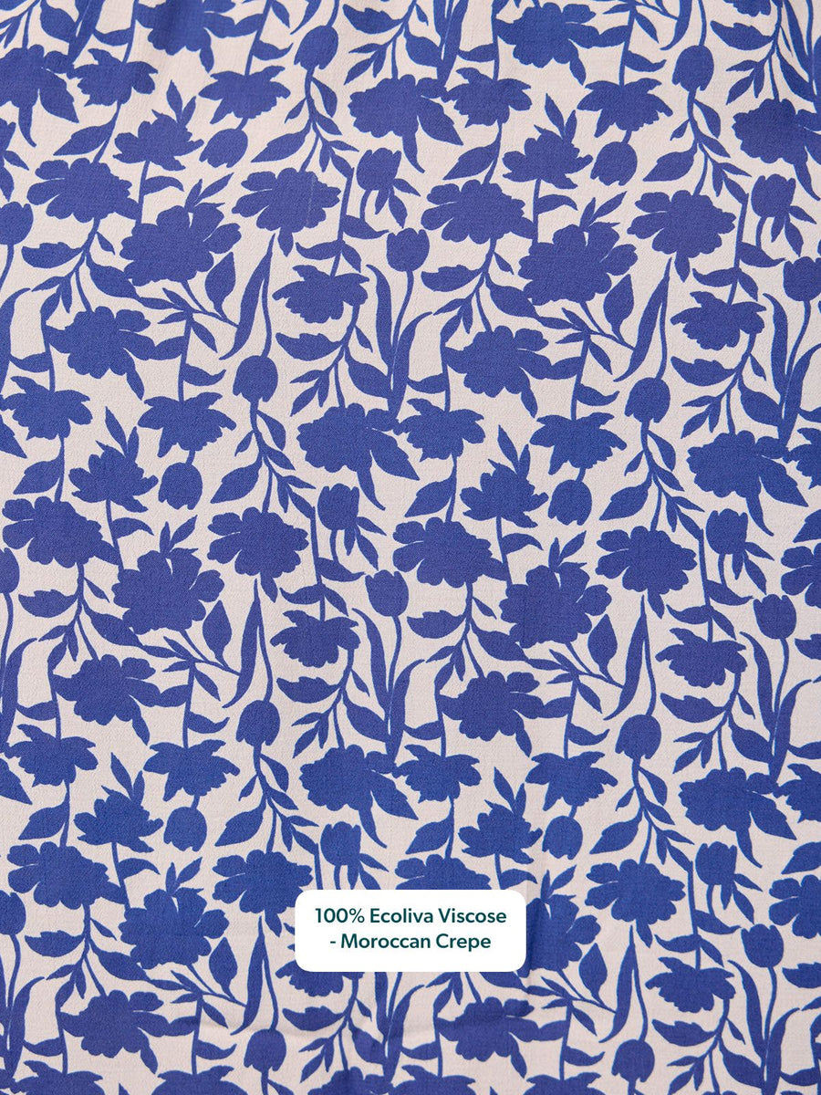 Jenny Shirred Bodice Dress - Navy Shadow Floral Print