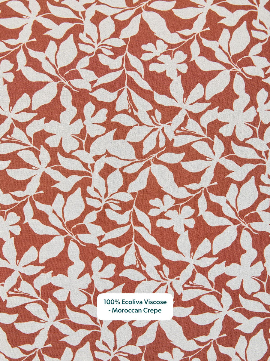 Vera Midi Dress - Terracotta & Ecru Floral Print