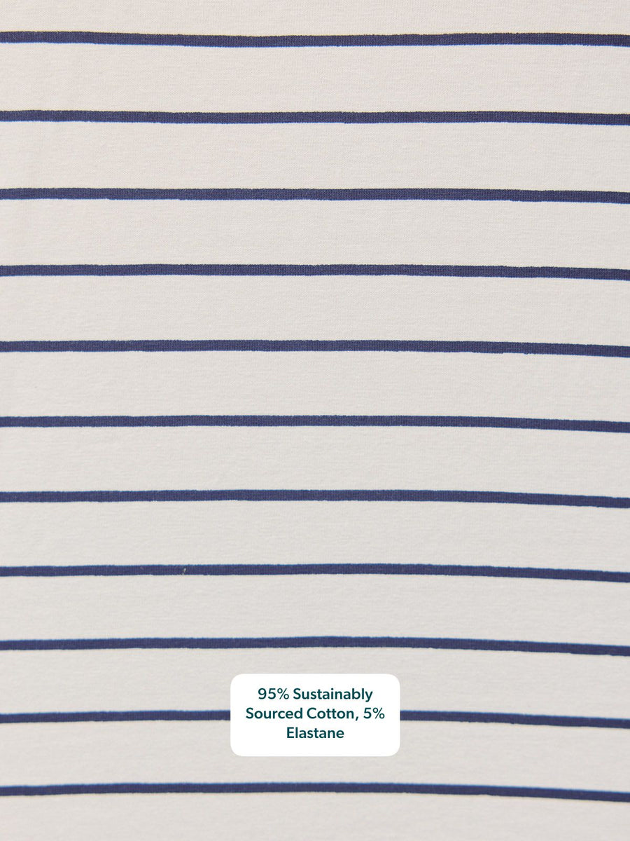 Wanda Long Sleeve Stripe Jersey Top - Off White & Navy