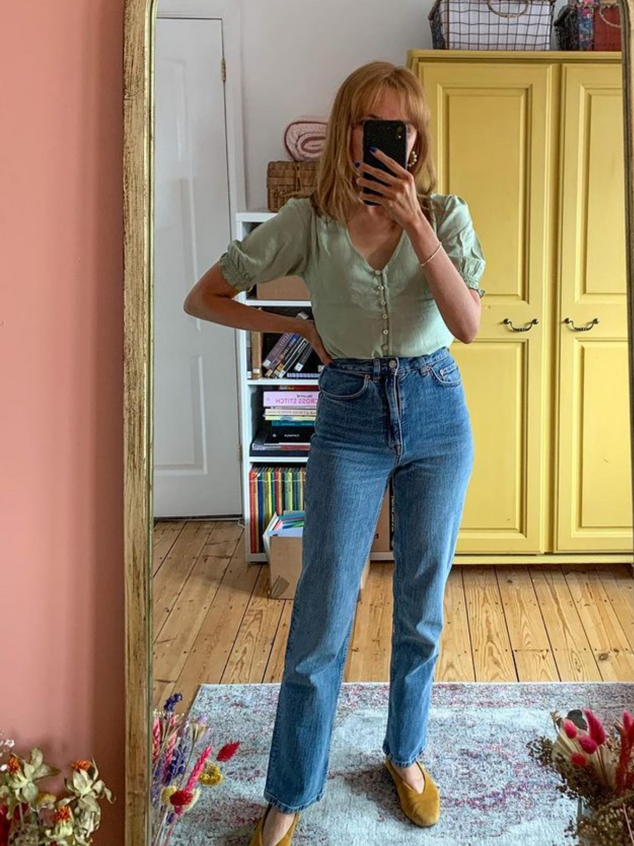 Caroline Button Front Puff Sleeve Top