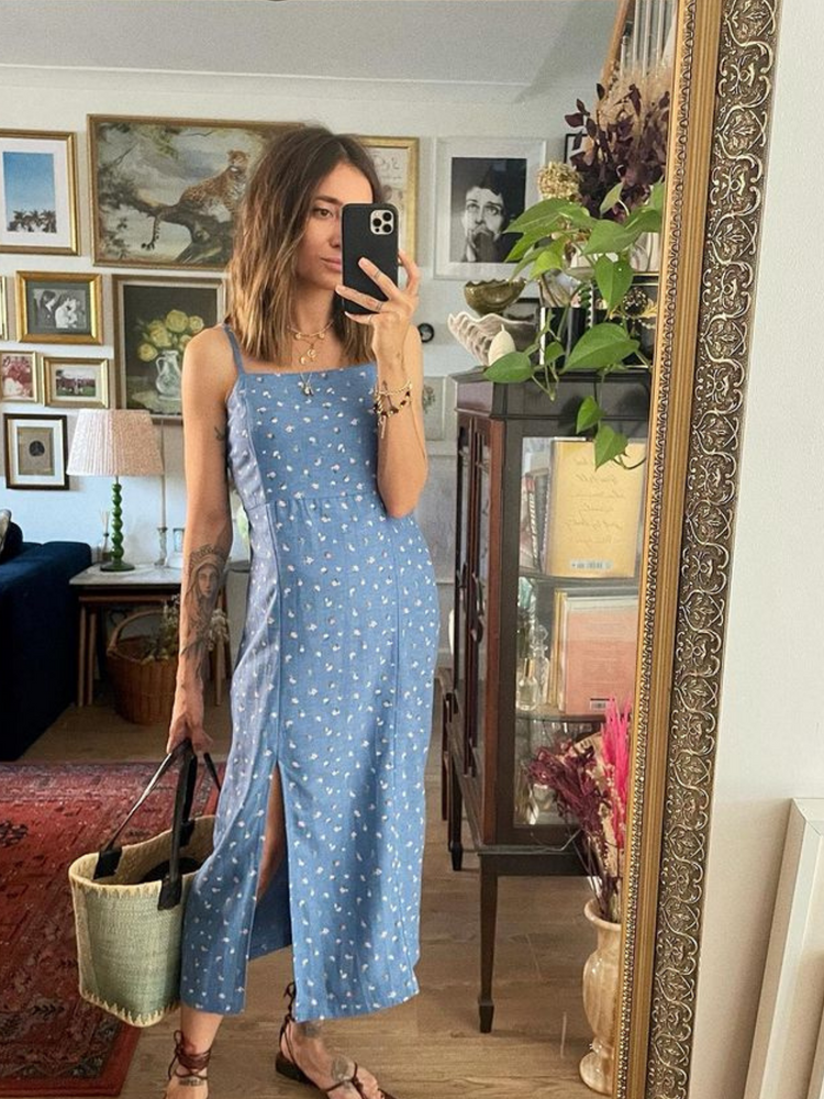 Megan - Strappy Midi Dress - Blue (Unbagged)