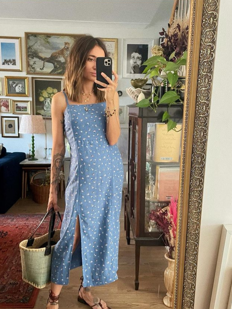 Megan - Strappy Midi Dress - Blue