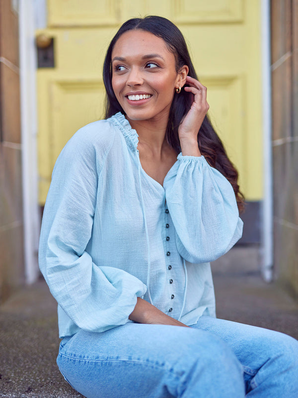 Charlotte - Peasant Blouse - Blue