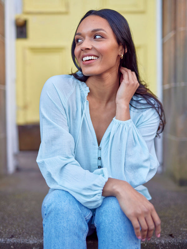 Charlotte - Peasant Blouse - Blue